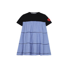 Load image into Gallery viewer, Little Parni Varsity Tiered Dress (K600) - Royal Blue/White (Short Sleeve)