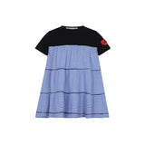Little Parni Varsity Tiered Dress (K600) - Royal Blue/White (Short Sleeve)