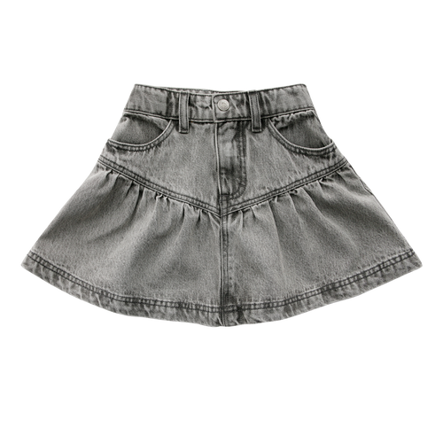 Little Parni Denim Short Skirt - Grey Denim