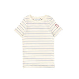 Little Parni Wide Striped Short Sleeve T-shirt (K613) - Grey/Ivory
