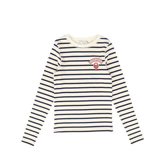 Little Parni Wide Striped Long Sleeve T-shirt (K614) - Navy/Ivory