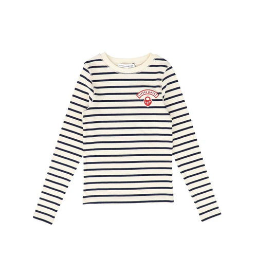 Little Parni Wide Striped Long Sleeve T-shirt (K614) - Navy/Ivory