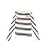Little Parni Wide Striped Long Sleeve T-shirt (K614) - Navy/Ivory