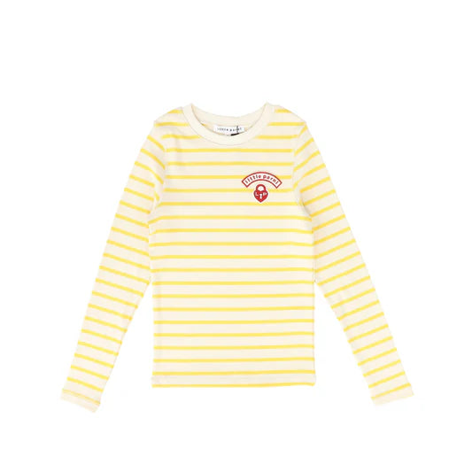 Little Parni Wide Striped Long Sleeve T-shirt (K614) - Yellow/Ivory