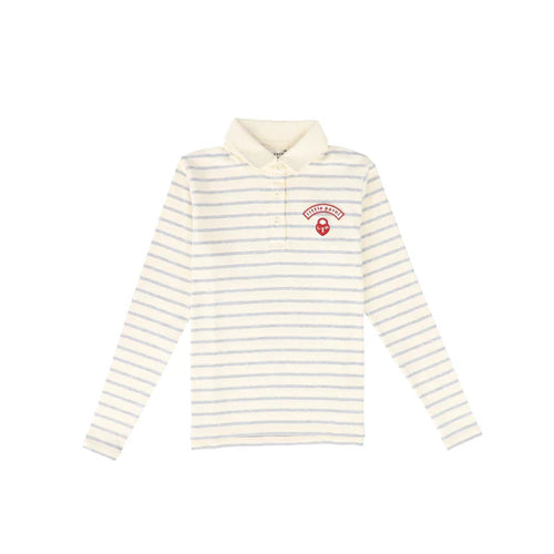 Little Parni Wide Striped Teen Polo (K616) - Grey/Ivory