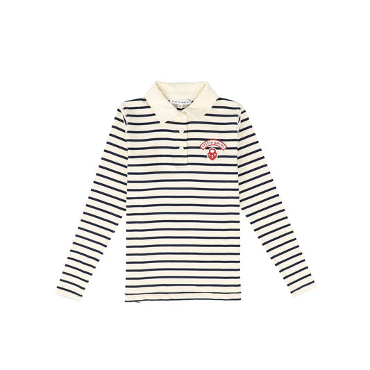 Little Parni Wide Striped Teen Polo (K616) - Navy/Ivory
