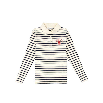 Little Parni Wide Striped Teen Polo (K616) - Navy/Ivory