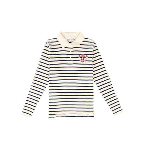 Little Parni Wide Striped Teen Polo (K616) - Navy/Ivory
