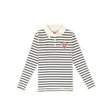 Little Parni Wide Striped Teen Polo (K616) - Navy/Ivory