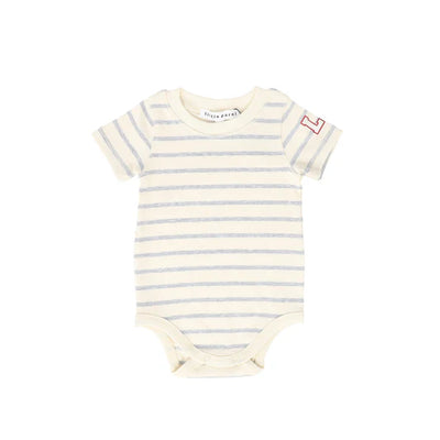 Little Parni Wide Striped Onesie (K617) - Grey/Ivory