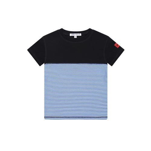 Little Parni Striped Boys Crewneck T-shirt (K625) - Royal Blue/White