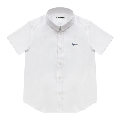 Little Parni Boys Short Sleeve White Shirt (K652) - White/Navy