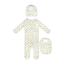 Load image into Gallery viewer, Little Parni Floral Footie, Beanie And Bib (K663) - Light Blue