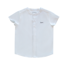 Load image into Gallery viewer, Little Parni Boys Mandarin Collar Short Sleeve White Shirt (K667) - White/Black