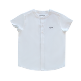 Little Parni Boys Mandarin Collar Short Sleeve White Shirt (K667) - White/Black