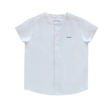 Load image into Gallery viewer, Little Parni Boys Mandarin Collar Short Sleeve White Shirt (K667) - White/Navy