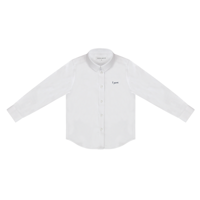 Little Parni Boys Long Sleeve White Shirt (K668) - White/Navy