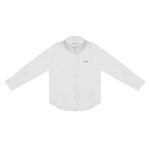 Little Parni Boys Long Sleeve White Shirt (K668) - White/Navy