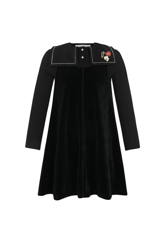 Little Parni Girls Velour Dress (K691) - Black