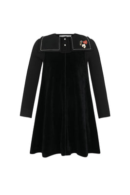 Little Parni Girls Velour Dress (K691) - Black