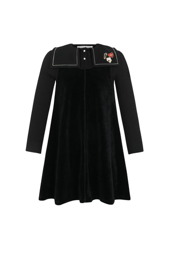 Little Parni Girls Velour Dress (K691) - Black