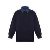 Little Parni Boys Denim Collar Polo (K700) - Navy Blue