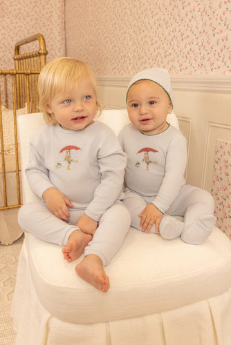 Bee & Dee Kids In Sketch Footie And Beanie - Crisp Blue