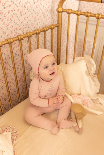 Bee & Dee Kids In Sketch Footie And Beanie - Caramel