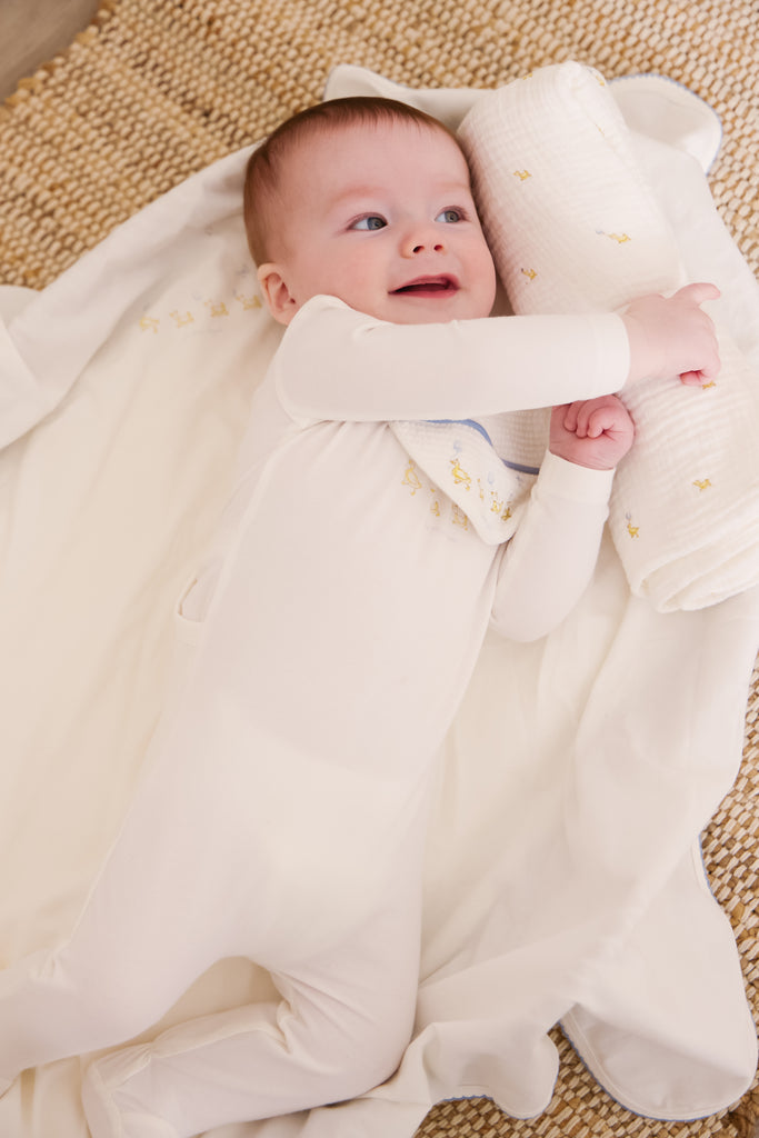 Kipp Baby Mini Royals Cotton Footie And Hat Set - Blue