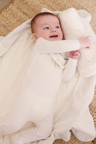 Kipp Baby Mini Royals Cotton Footie And Hat Set - Blue