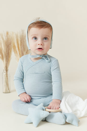 Kipp Star Romper and Bonnet - Sage