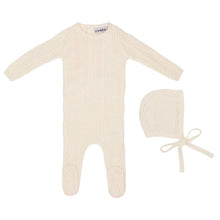 Load image into Gallery viewer, Mini Label Pointelle Knit Footie And Hat - Ivory