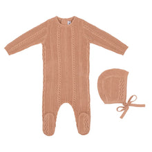 Load image into Gallery viewer, Mini Label Pointelle Knit Footie And Hat - Rose Pink