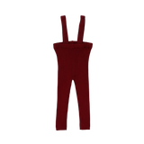 Lil Legs Knit Long Suspender Leggings - Deep Red