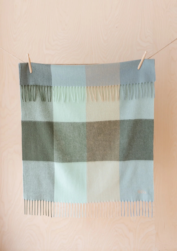 Little TBCO Lambswool Baby Blanket - Green Block Check