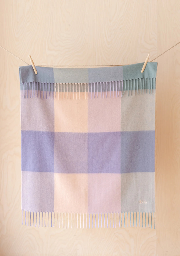 Little TBCO Lambswool Baby Blanket  - Lilac Block Check
