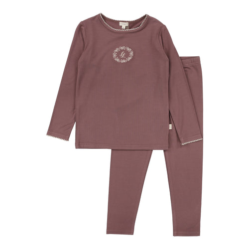 Lil Legs Emblem Lounge Set - Dusty Plum