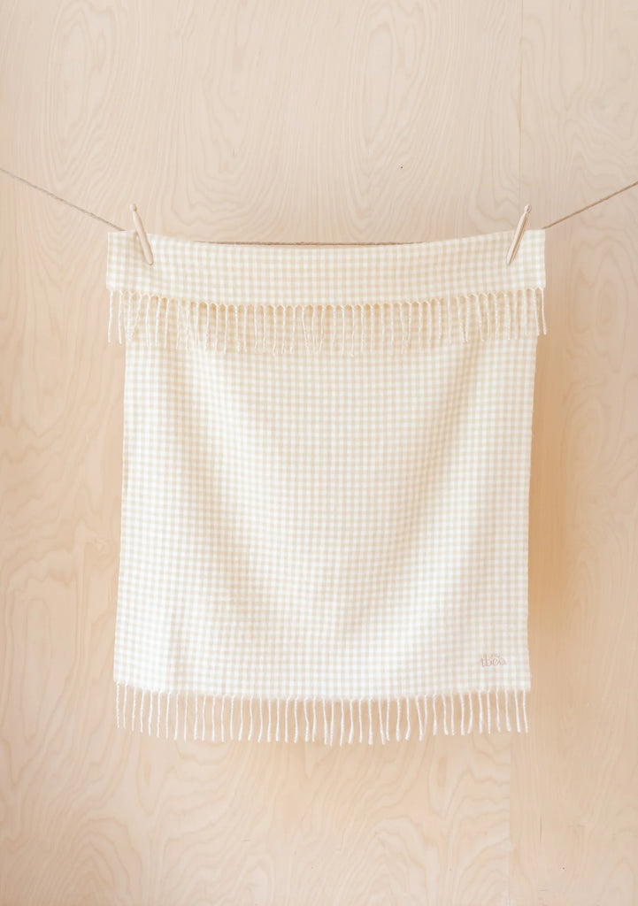 Little TBCO Lambswool Baby Blanket - Oatmeal Gingham