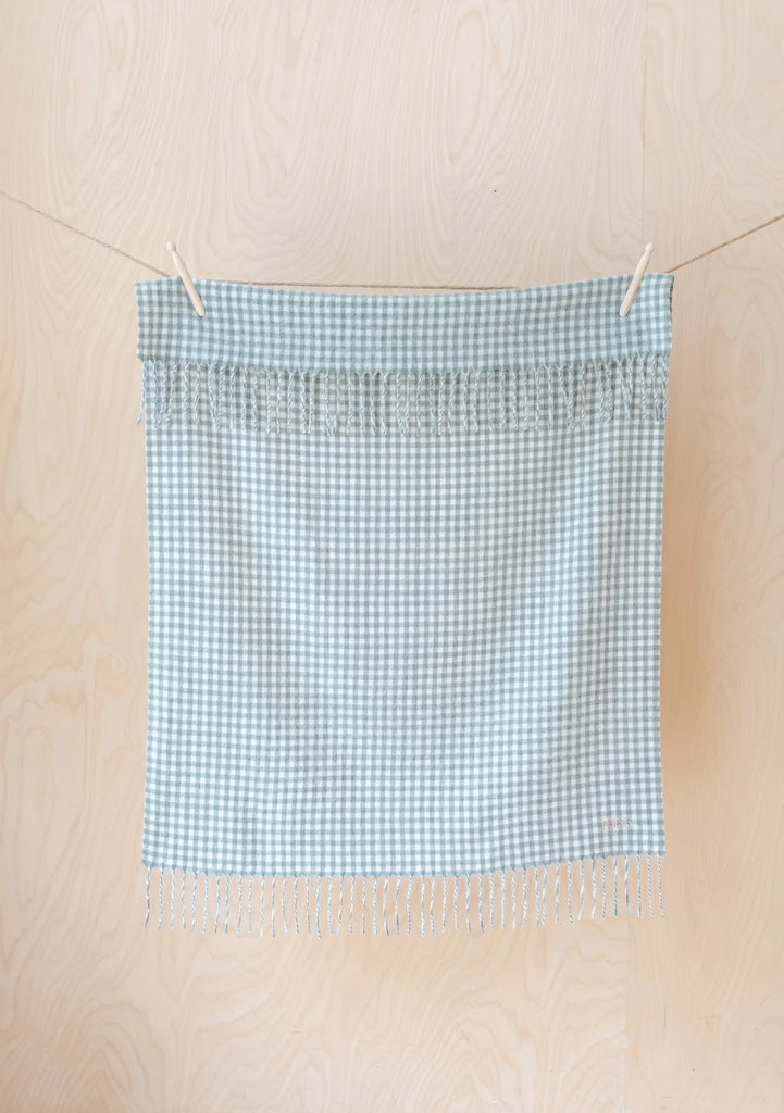 Little TBCO Lambswool Baby Blanket - Sage Nursery Gingham