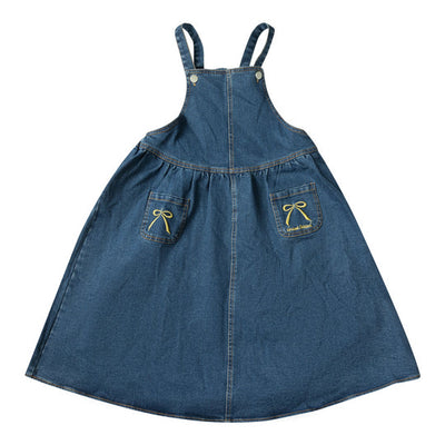 Limited Edition Embroidered Bow Pinafore Jumper - Denim