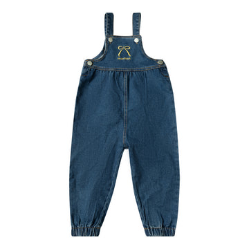 Limited Edition Embroidered Bow Overalls - Denim