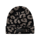 Limited Edition Leopard Knit Cuff Beanie - Grey