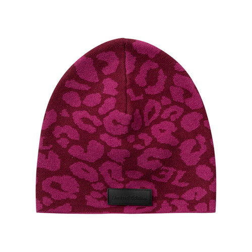 Limited Edition Leopard Knit Beanie - Raspberry