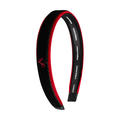 Limited Edition Two Tone Velvet Headband - Black/Red