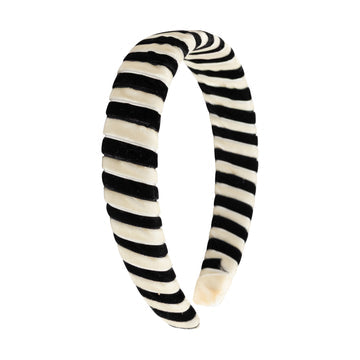 Limited Edition Two Tone Velvet Ribbon Wrap Headband - Ivory/Black