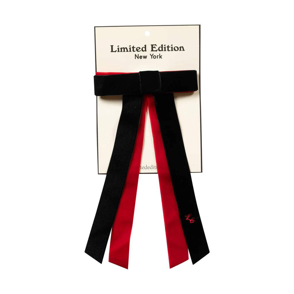 Limited Edition Two Tone Velvet Bow - Black/Red
