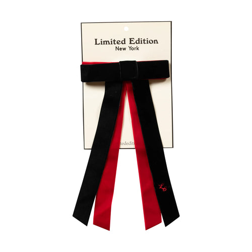 Limited Edition Two Tone Velvet Bow - Black/Red