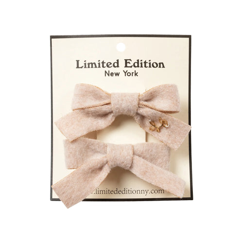 Limited Edition 2Pk Brushed Wool Mini Bow - Blush