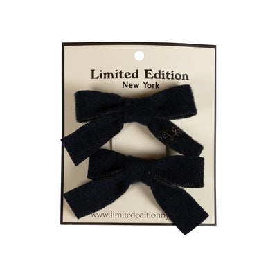 Limited Edition 2Pk Brushed Wool Mini Bow - Black