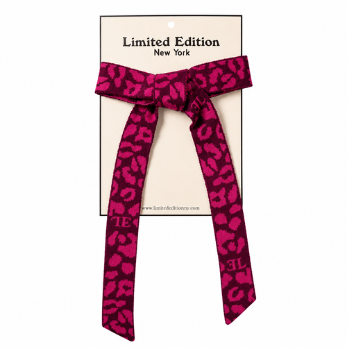 Limited Edition Leopard Knit Bow - Raspberry